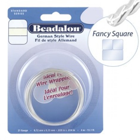 24ga Beadalon Fancy Square German Wire - NT Silver