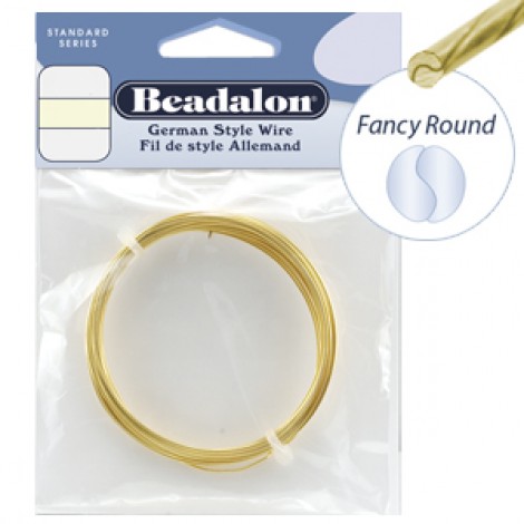 21ga Beadalon German Fancy Round Wire- Anti-tarnish Brass