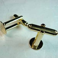 Gold Plated Cuff Links with 10mm Round Pad - Per pair