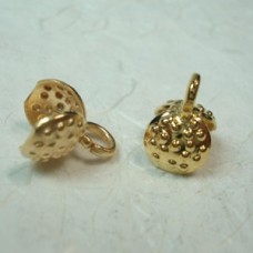 7mm Textured Clamshell w/Ring - Nickel Free 22K Gold Plate - Per Pair