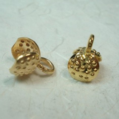 7mm Textured Clamshell w/Ring - Nickel Free Gold Plate