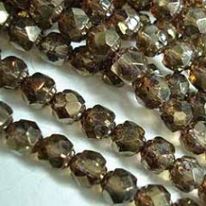 6mm Renaissance Firepolish Beads - Dark Gold-Smokey Topaz - Pack of 20