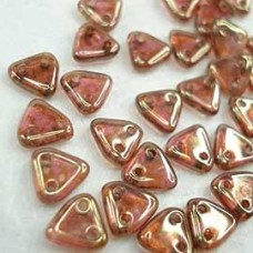 6mm CzechMates 2-Hole Triangles- Luster Rose-Gold Topaz