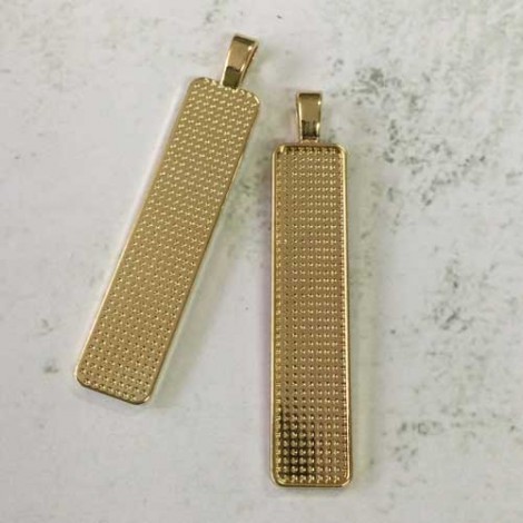 10x50mm Gold Plated Rectangular Pendant Bezel