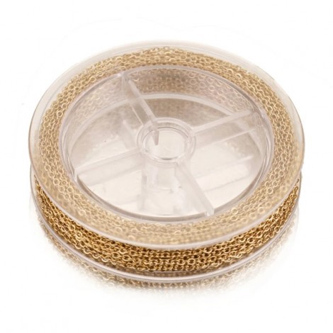 2.5mm Gold Plated 316 High Quality Stainless Steel Flat Cable Chain - 10 metres