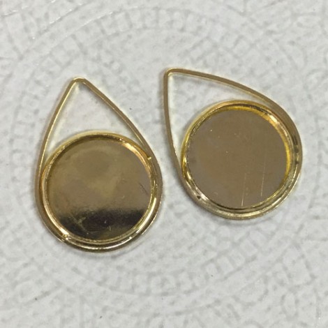 22x15mm (12mm ID) Gold Plated Brass Teardrop Bezel Settings - Per Pair 22x15mm (12mm ID) Gold Plated Brass Teardrop Bezel Settings - Per Pair