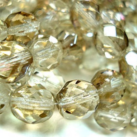 8mm Czech Firepolish Round Beads - Twilight Crystal  - Pack of 20