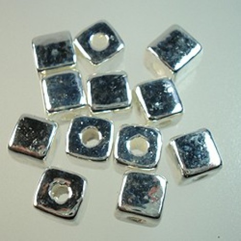 5.5mm Silver Plated Greek Ceramic Little Square Beads