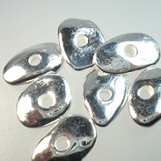 18x13mm Greek Ceramic Cornflake Beads - Fine Silver Plate