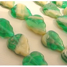 12x10mm Jade Agate Vertical Drilled Czech Leaf Beads - Pack of 10