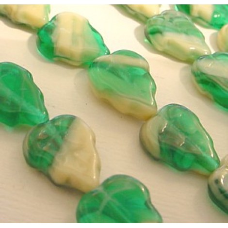 12x10mm Jade Agate Vertical Drilled Czech Leaf Beads