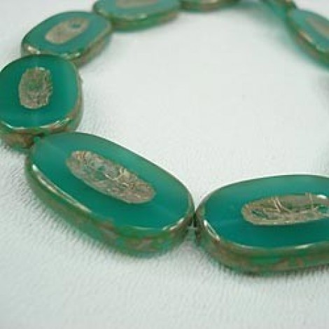 26x15mm Jade Green Table Cut Flat Oval Beads