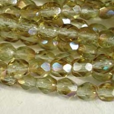 4mm Czech Fire Polished Beads - Crysolite Celsian - Pack of 50