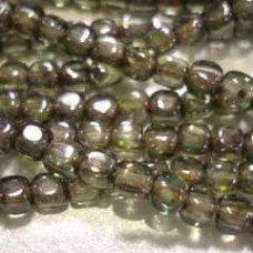 4mm Green Luster Czech Glass Cube Beads - Pack of 50