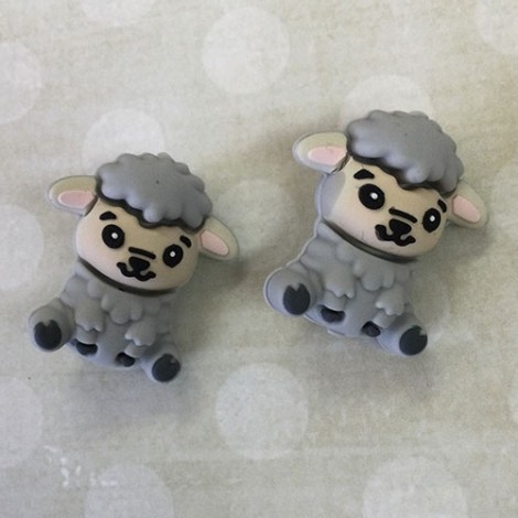 30x27mm Baby-Safe Teething Beads or Knitting Needle Protector Tips - Grey Lamb - Per pair 30x27mm Baby-Safe Teething Beads or Knitting Needle Protector Tips - Grey Lamb - Per pair