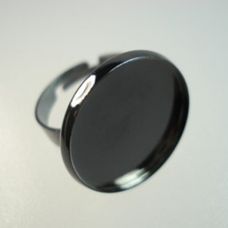 20mm ID Gunmetal Round Adjustable Bezel Ring Bases - Pack of 2