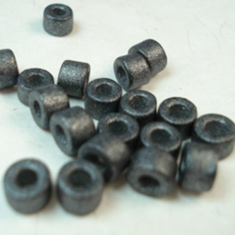 6x4mm Greek Ceramic Tube Beads - Gunmetal