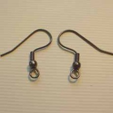 25mm Gunmetal Black Plated Earwires w/Bead & Coil - Pack of 12 pair