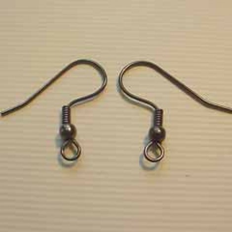 Gunmetal Black Plated Earwires w/Bead & Coil