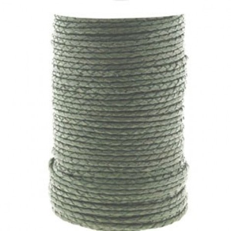 2.5mm Braided 4-Ply Leather Cord - Antique Martian Green - Per Metre 2.5mm Braided 4-Ply Leather Cord - Antique Martian Green - Per Metre