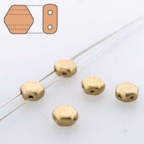 6mm Cz 2-Hole Honeycomb Beads - Brz Pale Gold - Pack of 30