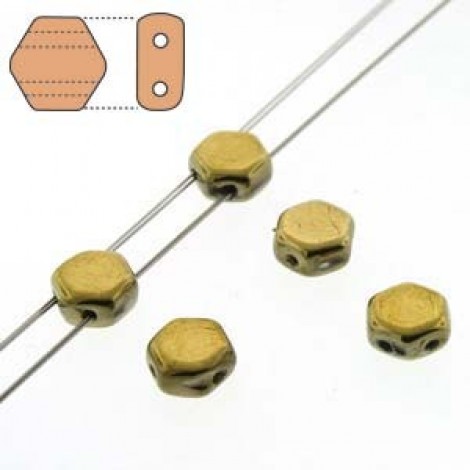 6mm Cz Honeycomb 2-Hl Beads - Crystal Full Amber - Pack of 30