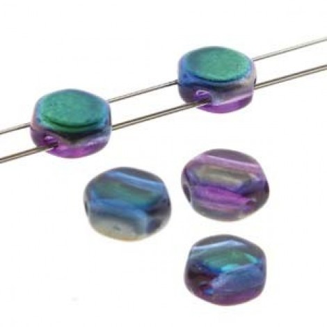 6mm Czech Honeycomb Beads - Magic Blue-Pink - Pack of 30
