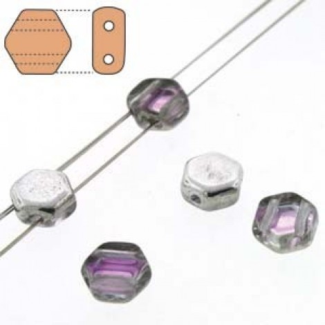 6mm Cz 2-Hole Honeycomb Beads -Cr Silver Rainbow - Pack of 30