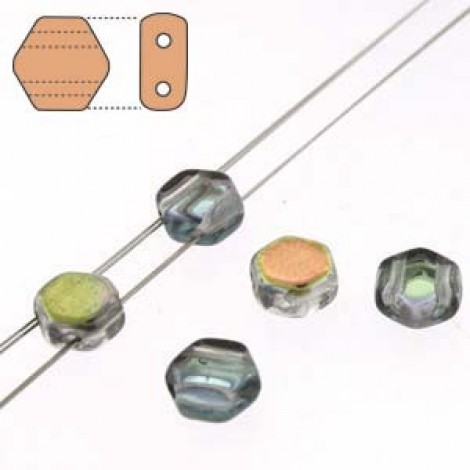 6mm Cz 2-Hl Honeycomb Beads - Crystal Graphite Rainbow - Pack of 30