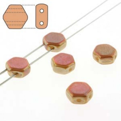 6mm Cz 2-Hl Honeycomb Beads - Chalk Apricot - Pack of 30