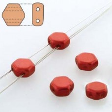 6mm Cz 2-Hl Honeycomb Beads - Chalk Lava Red - Pack of 30