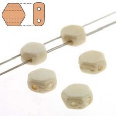 6mm Cz 2-Hole Honeycomb Beads - Chalk Beige - Pack of 30