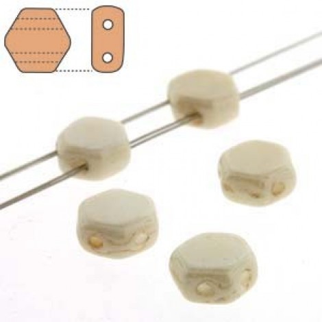 6mm Cz 2-Hole Honeycomb Beads - Chalk Beige - Pack of 30