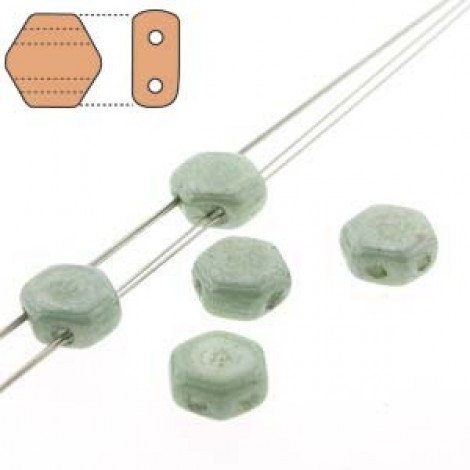 6mm Cz 2-Hl Honeycomb Beads - Chalk Green Luster - Pack of 30