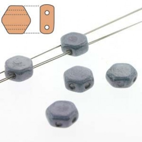 6mm Cz 2-Hl Honeycomb Beads - Chalk Blue Luster - Pack of 30