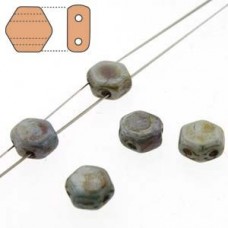 6mm Cz 2-Hl Honeycomb Beads - Chalk Lazure Blue - Pack of 30