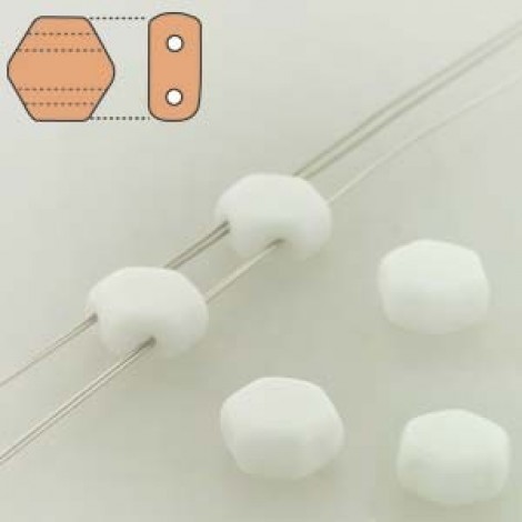 6mm Cz 2-Hl Honeycomb Beads - Chalk Opaque - Pack of 30