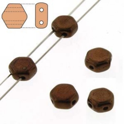 6mm Cz 2-Hole Honeycomb Beads - Jet Bronze - Pack of 30