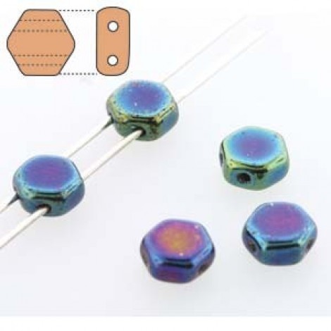 6mm Cz 2-Hl Honeycomb Beads - Jet Blue Iris - Pack of 30