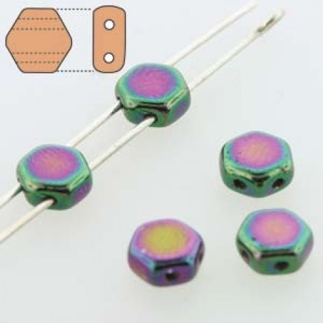 6mm Cz 2-Hl Honeycomb Beads - Jet Purple Iris - Pack of 30