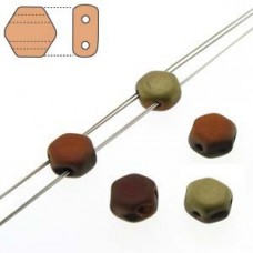 6mm 2-Hole Honeycomb Beads - Jet Matte California Gold - Pack of 30