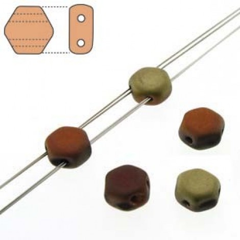 6mm 2-Hole Honeycomb Beads - Jet Matte California Gold - Pack of 30