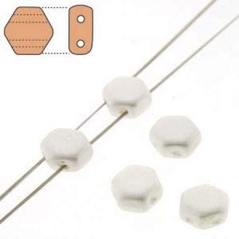 6mm Cz 2-Hole Honeycomb Beads - Pastel White - Pack of 30