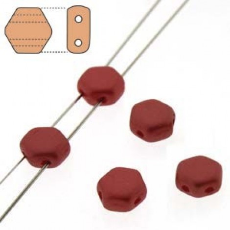 6mm Cz 2-Hole Honeycomb Beads - Pastel Dk Coral - Pack of 30