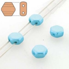 6mm Cz 2-Hole Honeycomb Beads - Pastel Aqua - Pack of 30