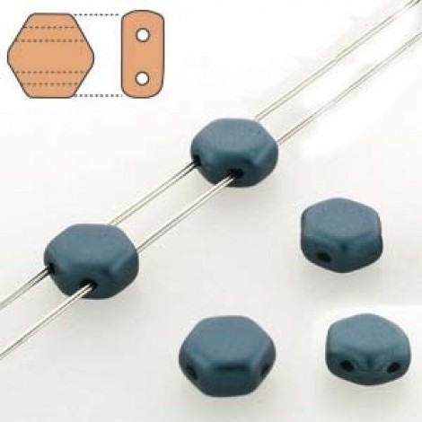 6mm Cz 2-Hole Honeycomb Beads - Pastel Petrol - Pack of 30