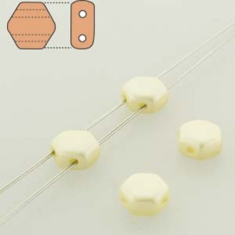 6mm Cz 2-Hole Honeycomb Beads - Pastel Cream - Pack of 30