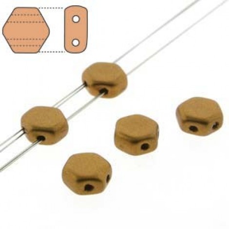 6mm Cz 2-Hl Honeycomb Beads - Matte Met Antique Brass - Pack of 30