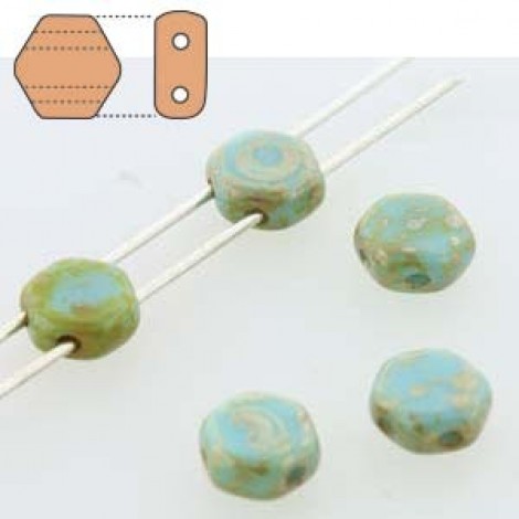 6mm Cz 2-Hl Honeycomb Beads - Blue Turq Picasso - Pack of 20 6mm Cz 2-Hl Honeycomb Beads - Blue Turq Picasso - Pack of 20