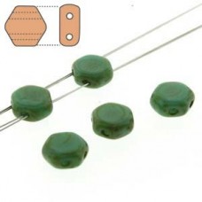 6mm Cz 2-Hole Honeycomb Beads - Green Turquoise Dark Travertine - Pack of 30